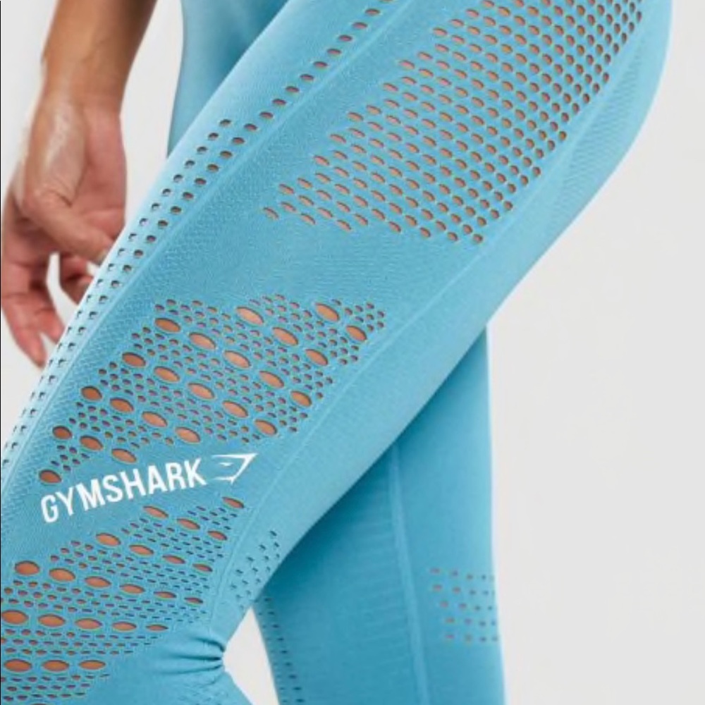 New Gymshark Flawless Knit Tights - Sea Blue Sz.M
